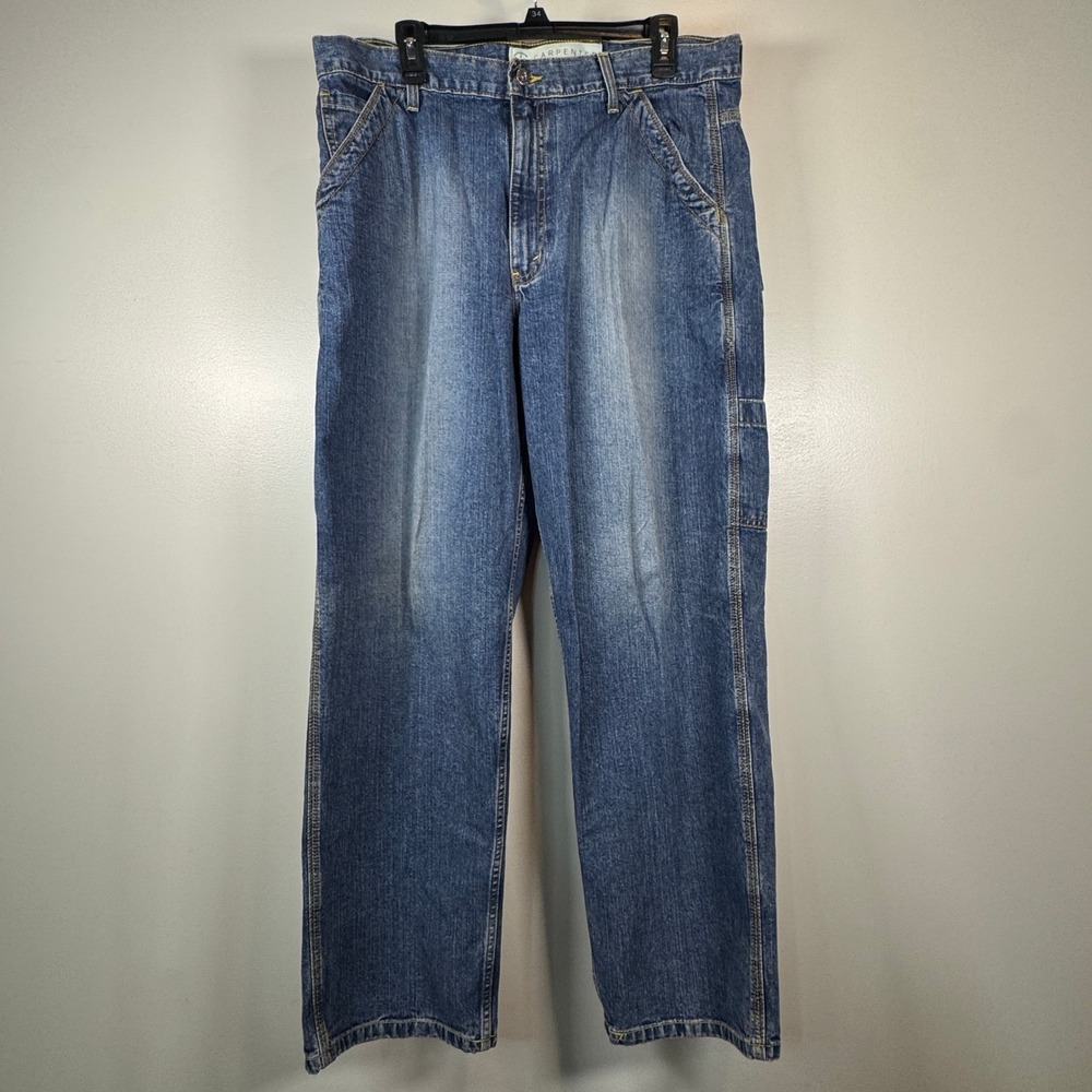 Authentic Carpenter Mens Jeans 36x32 Actual L30 Blue Denim Workwear Utility